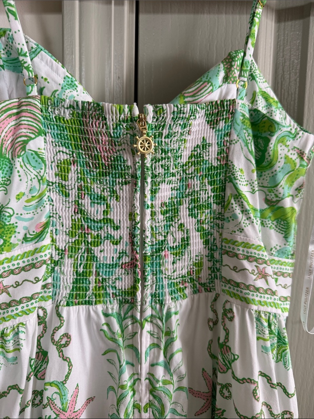 Lilly Pulitzer White & Green Printed Midi Sundress - Picture 4 of 6